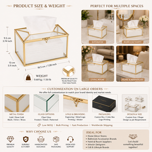 Vintage Glass Tissue <b>Box</b> Holder Antique Gold Metal Frame Decorative Tissue Case for Luxury Home Hotel Bedroom <b>Vanity</b> Décor - Product Image 2