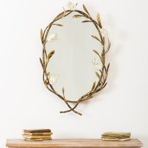 Pink Orchid Metal Iron Oval Wall <b>Mirror</b> Floral Oval <b>Hanging</b> Vanity <b>Mirror</b> for Living Room Bedroom Wedding and Festive occasion - Product Image 3