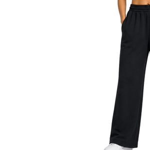 Black Wide Leg Sweatpants Women Elastic Waist Oversized Casual Jogger <b>Pants</b> Loose Fit Cotton Fleece Trousers Streetwear Lounge - Product Image 3