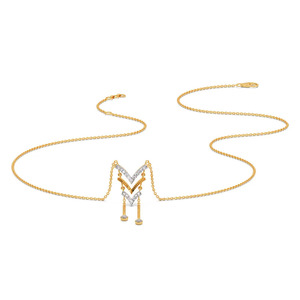 Collar de diamantes en capas con diseño de chevron, doble colgante y centro moderno en forma de V - Product Image 2