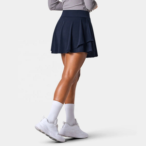 Minifalda Plisada Azul Marino para Mujer con Volantes, Cintura Natural, Estilo Casual de Verano, Tela de Spandex y Poliéster - Product Image 6