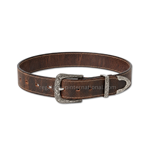 Ceinture en cuir grainé marron vieilli de qualité supérieure pour hommes et femmes, style western classique, ceinture de cowboy - Product Image 1