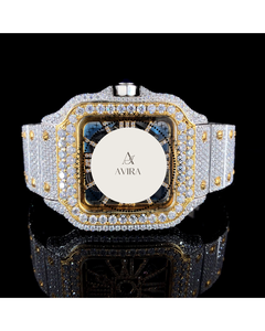 Dual Tone Luxury Square Alloy Unisex Quartz <b>Watch</b> Fully Crystal Hip Hop Bling Pointer Dial Moissanite Diamond <b>Watch</b> Fashion Gift - Product Image 1