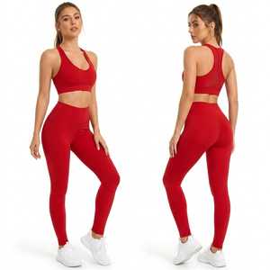 Ensemble de vêtements de yoga pour femmes, haut dos nageur et leggings, séchage rapide, tenue de sport 2 pièces, ensemble de sport pour femmes, soutien-gorge et leggings taille haute - Product Image 1
