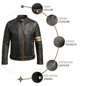 Custom Men's Vintage <b>Leather</b> Motorcycle <b>Jacket</b> Genuine Cowhide Biker <b>Jacket</b> <b>Retro</b> Racing <b>Leather</b> <b>Jacket</b> OEM ODM - Product Image 5
