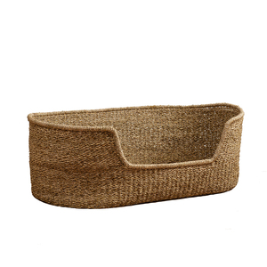 Lit pour animaux de compagnie Artex Hai Nam, tissé à la main, écologique, en herbe de mer douce, portable, pour chiens/chats/lapins, coussin amovible lavable, toutes saisons - Product Image 1