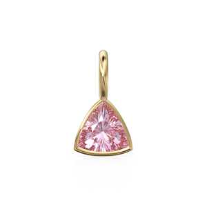 Colgante de Turmalina de 5mm en Oro Amarillo Sólido de 14k con Engaste para Joyería / Piedra de Nacimiento de Octubre / Gema Rosa con Corte Trillón - Product Image 1