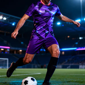 Maillot de football respirant imprimé à manches courtes col en V avec bretelles réglables pour homme – Tenue de sport pour équipes nationales et clubs - Product Image 5