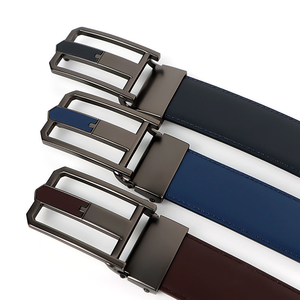 Ceinture en cuir véritable pour homme, ceinture décontractée personnalisée avec boucle plate en alliage pour tous les jours et pour les occasions professionnelles - Product Image 3