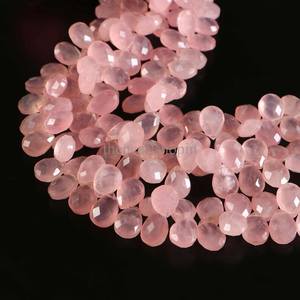 ลูกปัดโรสควอตซ์ทรงหยดน้ำเจียระไนขนาด 8x11 9x12 มม. ลูกปัดพลอยโรสควอตซ์สีชมพูธรรมชาติ ความยาว 8 นิ้ว สำหรับทำเครื่องประดับ - Product Image 3