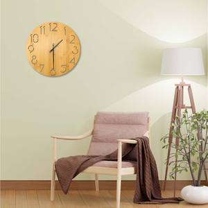 Reloj de Pared Analógico Redondo de Bambú de 28 cm de Diámetro, Lámparas de Pared Elegantes, Decoración - Product Image 5