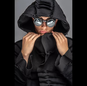 Men Black Hooded <b>Long</b> Hard Shell <b>Jacket</b> <b>Waterproof</b> Oversized Fit With Pockets Turtleneck Zip Closure Winter Outdoor Wear - Product Image 5