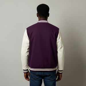 Chaqueta Varsity de Estilo Urbano, 100% Algodón, Diseño Color Block, Cierre de Botones, Moda Urbana, Chaqueta Universitaria de Invierno - Product Image 3