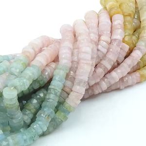 Perles d'aquamarine multicolores facettées en forme de bouton de roue de voiture - Fil de 16 pouces, environ 6 mm - Pierre de bijouterie modèle PMEGEMSBEADS T3 - Product Image 1