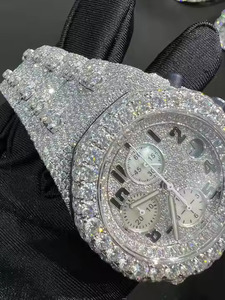 Montre pour homme en moissanite sertie de diamants, montre de luxe à quartz analogique, style hip-hop, montre en moissanite de qualité supérieure - Product Image 3