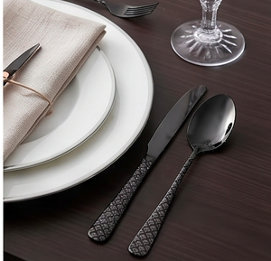 Ensemble de couverts finis noirs avec poignée design blanche couverts en acier inoxydable pour de nouvelles utilisations dans la cuisine à domicile Restaurant Salle à manger - Product Image 3