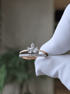 Pear Lab Grown Diamond <b>Cluster</b> Ring 0.55 Ct Gold Floral Split Shank Promise Jewelry for Women - Product Image 3