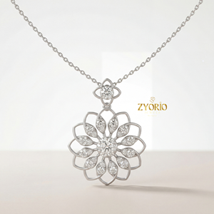 Pendentif floral en or rose pour femme avec diamants, sur chaîne à maillons plaquée or 14K 18K, design élégant, luxe intemporel, bijoux de mariage - Product Image 3