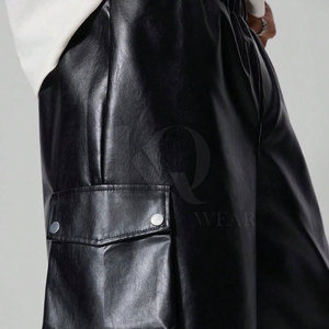 Premium Streetwear Solid Casual Men's <b>Leather</b> <b>Shorts</b> with Modern Fit Durable Construction Eco-Friendly & Lightweight Design - Product Image 4