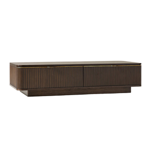 Mesa de Centro de Teca Sólida Acanalada Moderna y Lujosa con Cajones de Almacenamiento, Mesa de Centro Premium para Sala de Estar, Muebles Hechos a Mano - Product Image 1