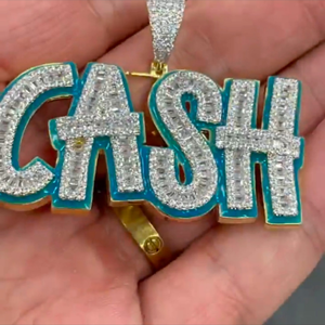 Colgante con Letra CASH y Cristales de Estrás, Chapado en Oro, Estilo Hiphop, Joyería Temática, Regalo Unisex, Colgante de Moda - Product Image 1
