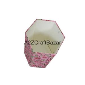 Poubelle élégante hexagonale pliable en coton et carton, faite à la main, imprimée, pour usage intérieur/extérieur, rue et bureau - Product Image 6