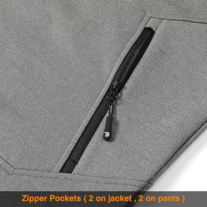 Men's Hooded Thermal Tracksuit Set Gray Cotton Polyester Knitted Casual Winter Sport Wear Full Zip Jacket <b>Pants</b> - Product Image 6