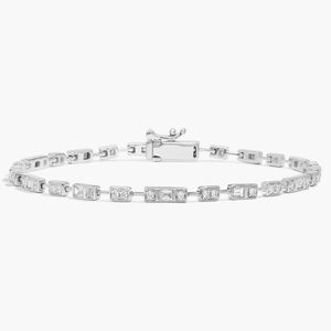 Diamond <b>Bracelet</b> with 0.6 CTW Round and Baguette Cut Lab-Grown Diamonds in 14K Yellow Gold Bezel Setting - Product Image 3
