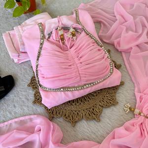 Traje de Noche de Georgette con Bordado Intenso para Colección Festiva y de Bodas - Product Image 6