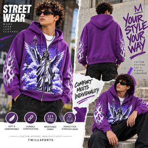 Men's Zip-Up <b>Hoodie</b> Graphic Sweatshirt Streetwear Hooded Jacket with <b>Skeleton</b> and Statue of Liberty Print Regular Fit Autumn - Product Image 4