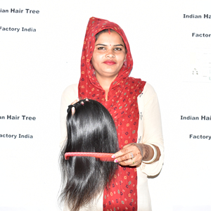 Extensions de cheveux humains indiens 100% Remy de qualité supérieure, lisses, couleur naturelle noire, cuticules douces, double trame machine Temple. - Product Image 2