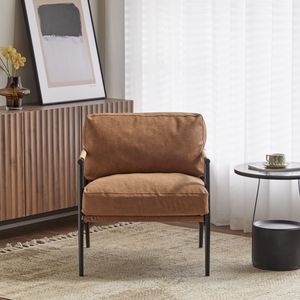 Poltrona Moderna 27.56 con Cuscini Morbidi, Struttura in Metallo Minimalista e Braccioli in Legno per un Soggiorno Accogliente - Product Image 3