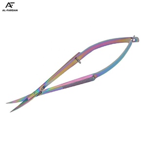 Tijeras de Maquillaje para Cejas con Punta Curva de Plasma Multicolor Arcoíris, Tijeras Rusas para Cejas de Acero Inoxidable - Product Image 1