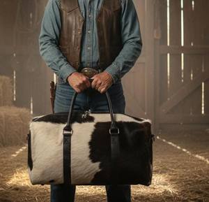 Bolsa de Viaje de Cuero Vacuno, Cierre de Cremallera, Ligera, Hecha a Mano, Estilo Vintage, Portátil, Grande - Product Image 4