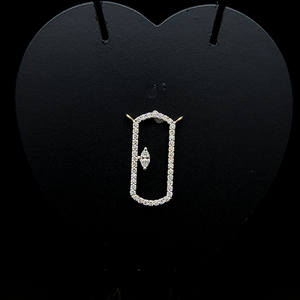 Luxury paperclip diamond pendant with floating marquise cut center stone pave <b>frame</b> minimalist fine jewelry necklace charm - Product Image 6