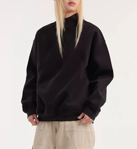 Sweat-shirt oversize à col montant unisexe, couleur unie, pull à manches régulières en molleton tricoté, idéal pour l'automne - Product Image 2