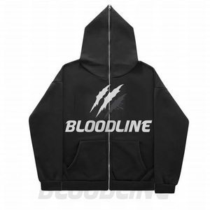 Sweat-shirt à capuche zippé pour homme BLOODLINE, coupe classique, en molleton de coton, décontracté, pour l'automne - Product Image 1