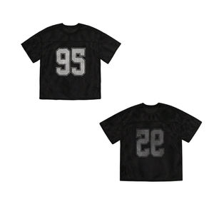 Maillot de football américain rétro personnalisé, coupe courte, style streetwear, coupe ample, en mesh, vente en gros - Product Image 1