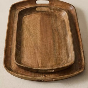 Bandeja de Servir de Madera Rústica Moderna, Bandeja de Madera Maciza para Servir Té, Café y Desayuno - Product Image 1