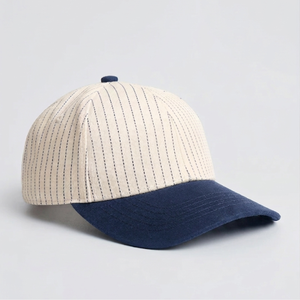 Custom Retro Two Tone Varsity Cap 6 Panel Vintage Pinstripe Baseball Cap for Men Women Sporty <b>Hat</b> Wholesale - Product Image 1