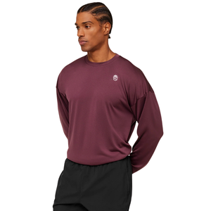 T-shirt à manches longues surdimensionné pour homme, couleur bordeaux, coupe décontractée, léger, idéal pour la gym, l'entraînement, le sport et les occasions décontractées - Product Image 3