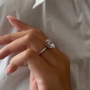 4CT Oval Cut Lab Grown Diamond Solitaire <b>Ring</b> , VS1-F Ratio 1.4+, Platinum Oval Diamond <b>Ring</b> ,<b>Thin</b> Oval <b>Ring</b>, IGI Certified - Product Image 2