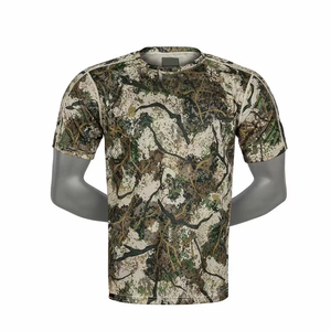 เสื้อยืดล่าสัตว์ขายส่งสำหรับผู้ชาย ผ้าฝ้าย 100% คอกลม รับทำโลโก้ OEM สีและดีไซน์ตามสั่ง - Product Image 1