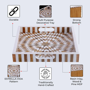 Fourniture directe d'usine Plateau de service en résine étincelante glamour Plateau décoratif pour les occasions spéciales et l'affichage à la maison de l'Inde - Product Image 4