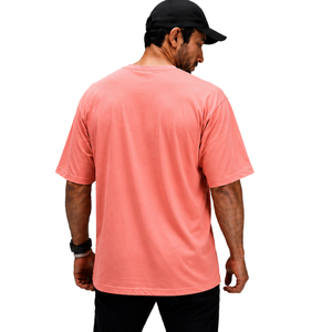 เสื้อยืดโอเวอร์ไซส์สีชมพูแซลมอนสำหรับผู้ชาย ผ้าฝ้าย 100% เนื้อหนา ระบายอากาศได้ดี คอกลม แขนสั้น สวมใส่สบาย เหมาะสำหรับออกกำลังกาย สตรีทแวร์ และการฝึกซ้อม - Product Image 2