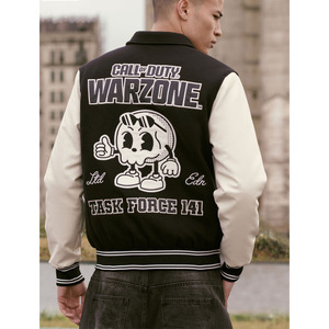 Chaqueta Universitaria de Béisbol Personalizada para Hombre, de Cuero Genuino y Tela de Lana, Acolchada, con Logotipo Frontal - Product Image 1