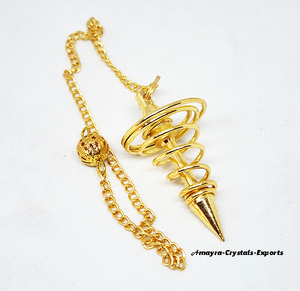 Pendule en Métal Cuivre Doré Vortex Fait Main pour Radiesthésie - Métaphysique Nouvelle Ère Prix Raisonnable chez Amayra Crystals Exports - Product Image 5