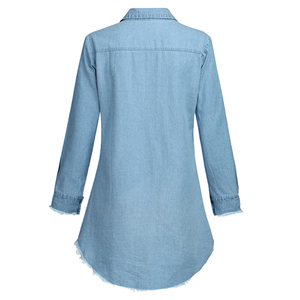 Camisa de Vestir para Mujer, 100% Algodón Popelina, Transpirable, Formal, para Oficina, con Botones, Manga Larga, Lisa/Estampada, con Logotipo Frontal - Product Image 3