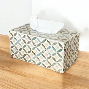 Custom Handcrafted Eco-Friendly Resin Wood Mother Pearl Antique American Style Tissue Box Cover Polished Sea Shell Interior Home - Product Image 4