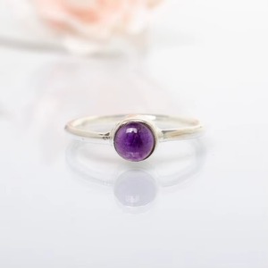 Natural Purple Amethyst Round Carved Gemstone Ring 925 Sterling <b>Silver</b> Party Wear Fashion Ring For <b>Women</b> Wholesale Bulk Rate - Product Image 1